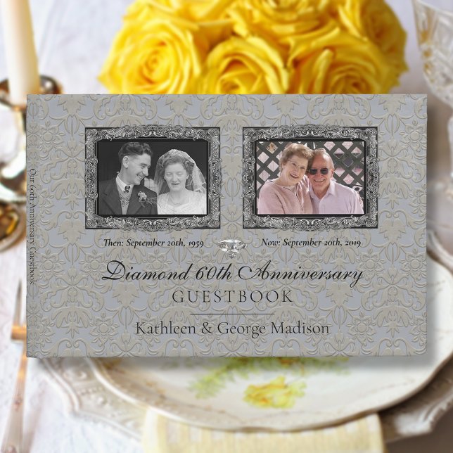 Silver 2 Photo Diamond Anniversary Ornate Guest Book (Creator Uploaded)