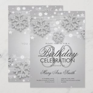 Silver 30th Birthday Winter Glitter Glam Invitation