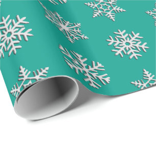 Silver 3-d snowflakes, Customisable Background Wrapping Paper