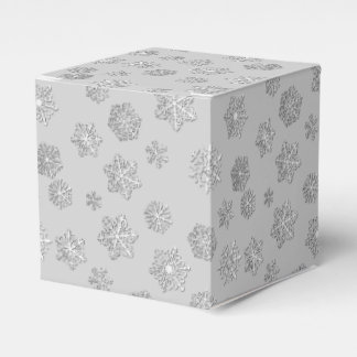 Silver 3-d snowflakes on a silver background favour box