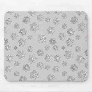 Silver 3-d snowflakes on a silver background mouse mat