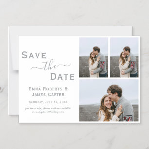 Silver 3 Photo Save the Date Magnet