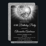 Silver 40th Birthday Party Disco Ball Invitation<br><div class="desc">Silver Fortieth Birthday Party  Disco Ball Party Invitation. The Silver and Black 40th Birthday Party Invitation is perfect for a modern 40th Birthday Party.</div>