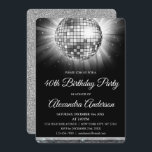 Silver 40th Birthday Party Disco Ball Invitation<br><div class="desc">Silver Fortieth Birthday Party  Disco Ball Party Invitation. The Silver and Black 40th Birthday Party Invitation is perfect for a modern 40th Birthday Party.</div>