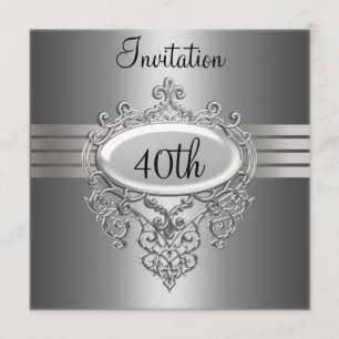 Silver 40th Birthday Party Invitation any Occasion