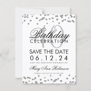 Silver 40th Birthday Save the Date Confetti