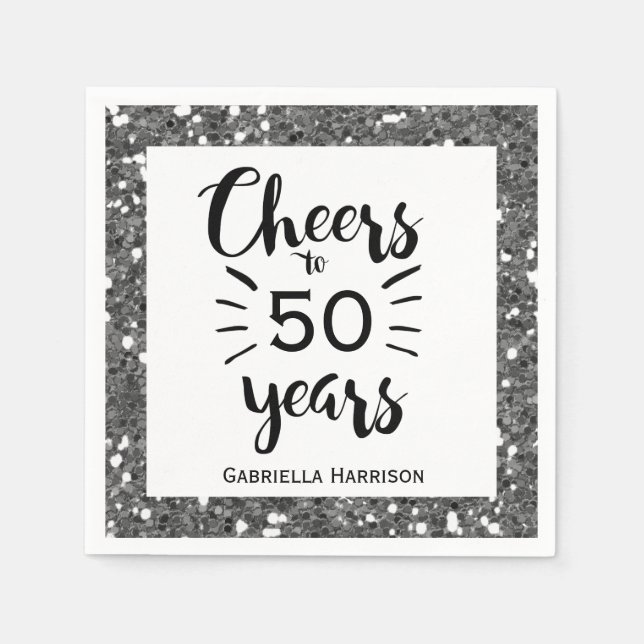 Silver 50th Birthday Napkin (Front)