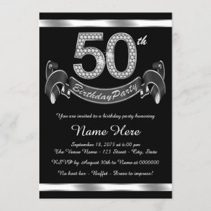 Silver 50th Birthday Party Invitation