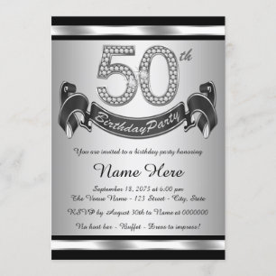 Silver 50th Birthday Party Invitation