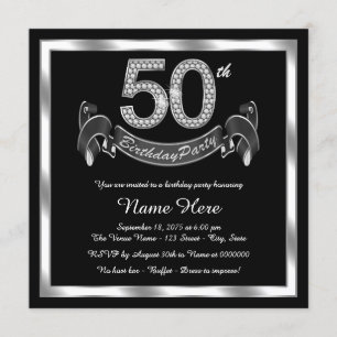 Silver 50th Birthday Party Invitation