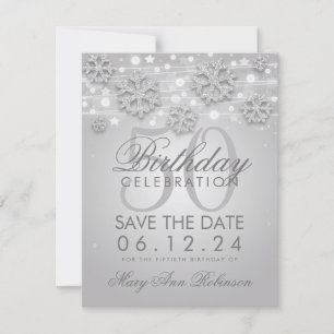 Silver 50th Birthday Save Date Winter Save The Date