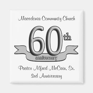 Silver 60th Anniversary Party Favours Magnet