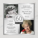 Silver 60th Birthday Invitations Then & Now Photos<br><div class="desc">Create your own elegant 60th Birthday Surprise Party Invitations. Classic executive style black and silver for men or women, personalised with double photo frame inserts for "Then & Now" pictures -- Customise the name, date, and details for your special celebration. Can be easily customised for other special occasions, corporate events,...</div>