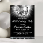 Silver 60th Birthday Party 70's Disco Ball Invitation<br><div class="desc">Silver Sixtieth Birthday Party 70's Disco Ball Party Invitation. The Silver and Black 60th Birthday Party Invitation is perfect for a modern 60th Birthday Party.</div>