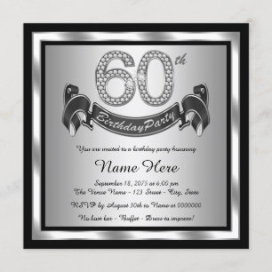 Silver 60th Birthday Party Invitation