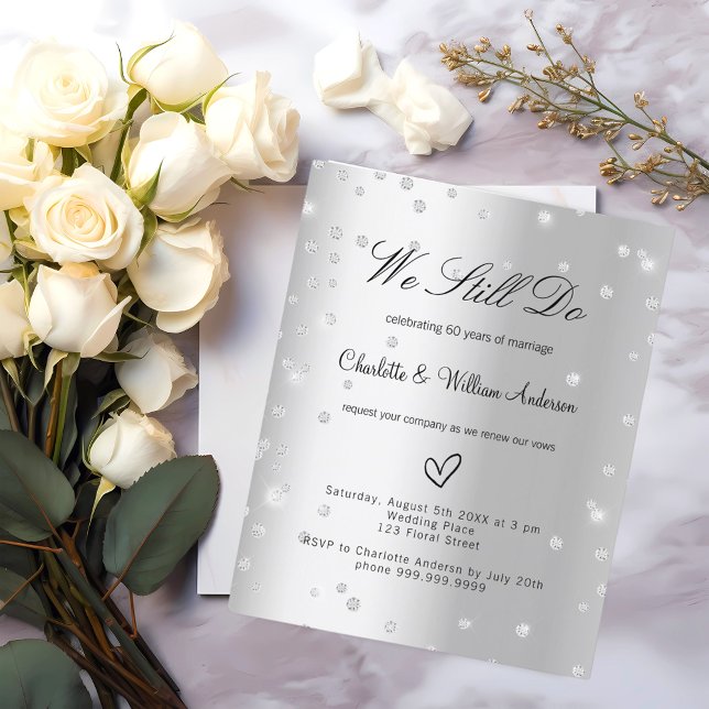 Silver 60th wedding anniversary invitation (Creator Uploaded)