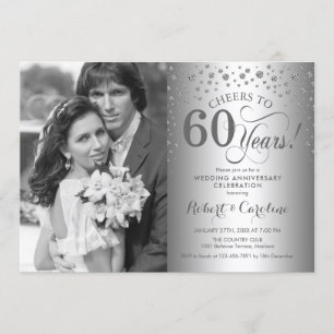 Silver 60th Wedding Anniversary with Photo Invitation
