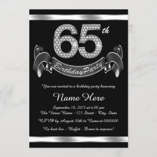 Silver 65th Birthday Party Invitation