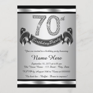 Silver 70th Birthday Party Invitation