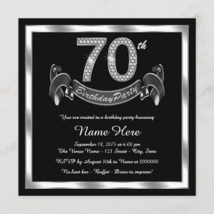 Silver 70th Birthday Party Invitation