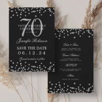 Silver 70th Birthday Save Date Details Black