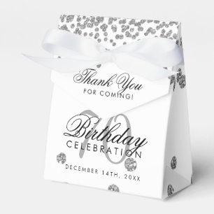 Silver 70th Birthday Thank You Confetti White Favour Box