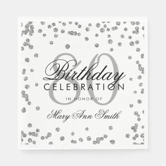 Silver 80th Birthday Glitter Confetti Napkin | Zazzle.co.uk