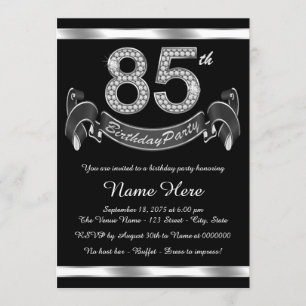 Silver 85th Birthday Party Invitation