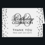 Silver 90th Birthday Thank you Glitter<br><div class="desc">Elegant 90th Birthday Party Silver Faux Glitter Confetti template. Easy to use and easy to personalise. Order Today!</div>
