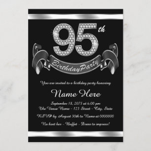 Silver 95th Birthday Party Invitation