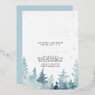 Silver A Little Snowflake Winter Trees Baby Shower