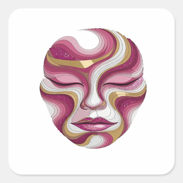 Silver Abstract Art Square Sticker (Front)