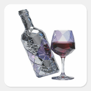 Silver Abstract Art Vinyl Style Square Sticker