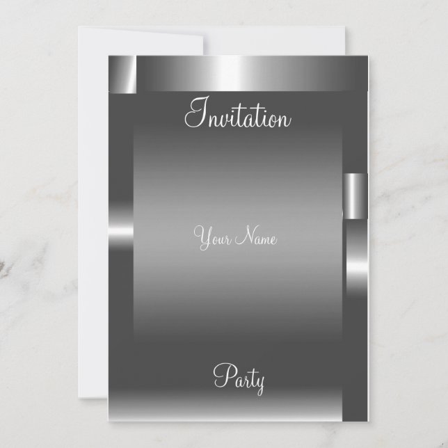 Silver abstract colour Party Invitation (Front)