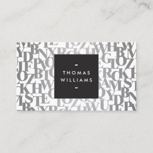 Silver Abstract Letterforms II Authors, Writers Business Card