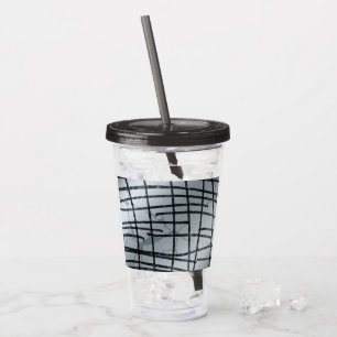 Silver Abstract Lines Acrylic Tumbler