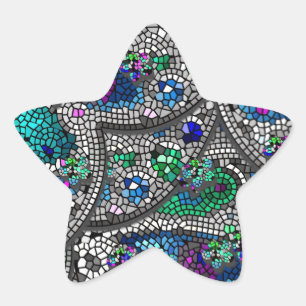 Silver Accents Mosaic Art Star Sticker