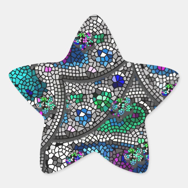 Silver Accents Mosaic Art Star Sticker (Front)