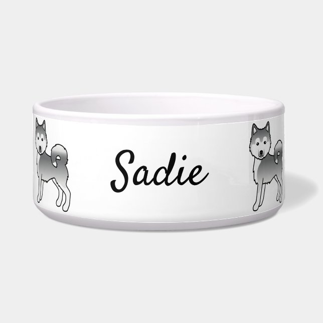 Silver Alaskan Malamute Cartoon Dogs & Custom Name (Front)