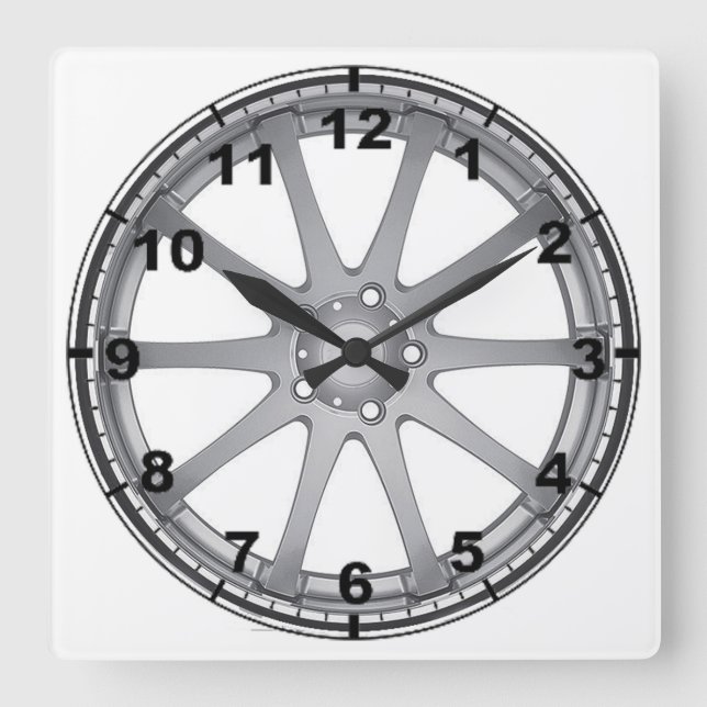 "Silver Alloy Wheel" design wall clocks (Front)