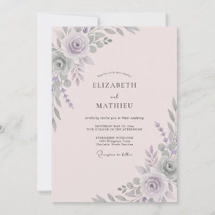 Silver Amethyst Blossom Wedding Invitation