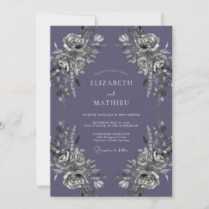 Silver Amethyst Painted Wedding Invitation