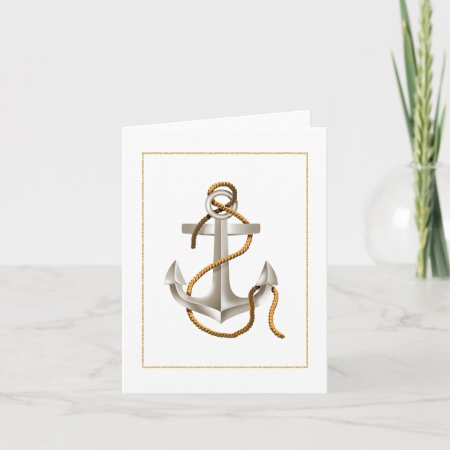 Silver Anchor and Rope All Occasion Note card (Front)