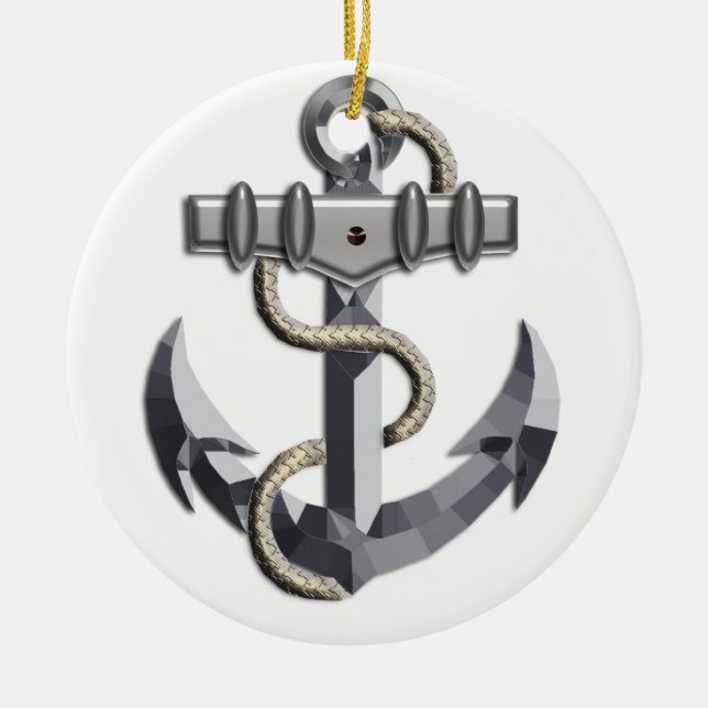 Silver Anchor Ceramic Tree Decoration (Front)