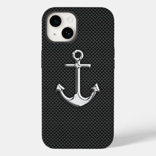 Silver Anchor on Carbon Fiber Case-Mate iPhone 14 Case
