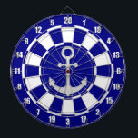 Silver Anchor on Navy Blue and White Dart Board<br><div class="desc">Anchor on navy blue and white Dart Board.</div>