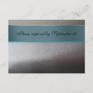 Silver and Aqua Blue rsvp with envelope Card