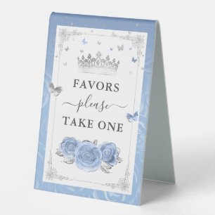 Silver and Baby Blue Roses Photo Template Favours