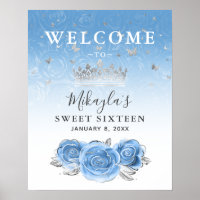 Silver and Bahama Blue Roses Welcome Party