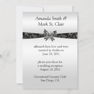 Silver and Black Butterfly Post Wedding Invitat Invitation